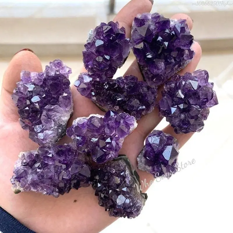 Natural Raw Purple Brazilian Amethyst Quartz Crystal Cluster Druzy Geode Healing Stone Specimen, Home Decoration Craft Ornament, Home Ornament