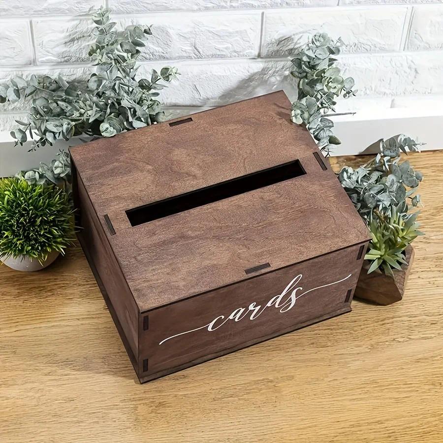 wedding card box, wooden party card box-for wedding banquet wedding invitation storage box wedding decoration ornaments, Valentine's Day, Mother's Day card storage, money box decoration