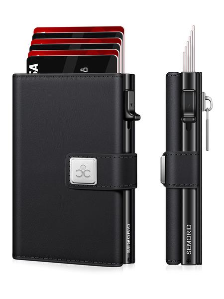 Men's Ultra-Thin RFID Blocking Aluminum Alloy Wallet, Minimalist Minimalist Business Design with Pop-Out Card Slots, ID Window and Cash Compartment, RFID Card Holder, Ideal Christmas Gift for Dad or Boyfriend