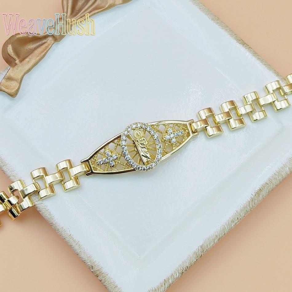 New Hollow Religious Saint Jude Charm Bracelet for Women, Fashion Personality Watch Chain Style Link Bracelet, Geometric Design with Lobster Clasp, Fresh Sweet Minimalist Jewelry for Daily Wear, Parties & Gifting