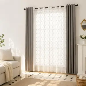 Embroidered Blackout Curtain, 4 Counts/set Modern Art Window Curtains for Living Room, Bedroom and Dining Room, Home Decor, Window Drapes #GLOBAL PICKS