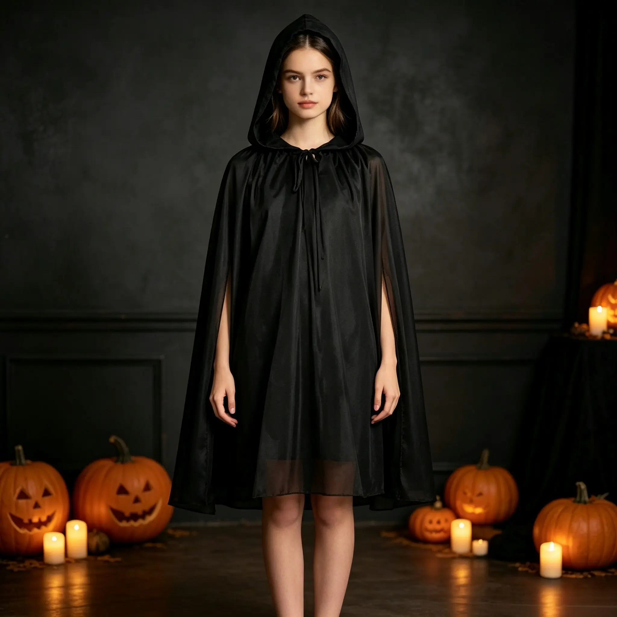 Halloween Cape with Hat, Unisex Pure Stand Collar Death God Cape, Pirate Cape, Cosplay Costume, Halloween Party Props