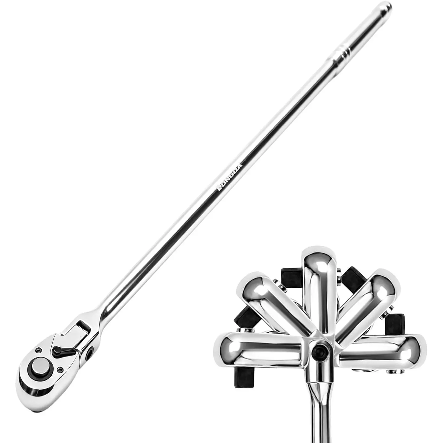 1/2" Drive Extra Long Flex  Ratchet 72- | 23.6 Inch Long, Socket Wrench Quick Release Reversible Design, Swivel  Ratchet, Chrome Alloy Made