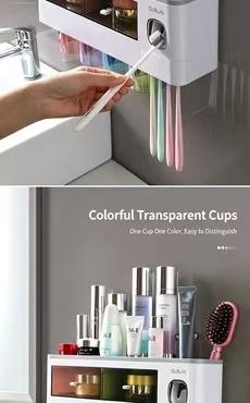 Toothbrush holder, toothbrushing cup, gargle cup, wall - mounted, no - drilling required for the bathroom, semi - transparent toothbrush set storage box set