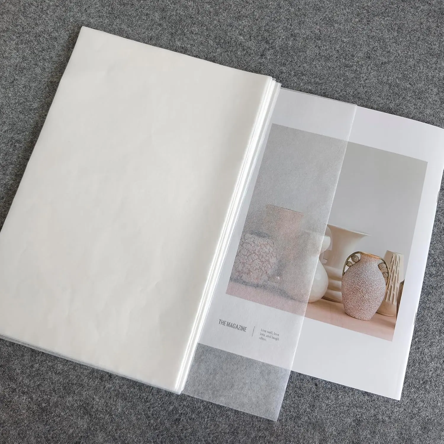 100 Sheets  Pulp Rice Paper, Wet-Strength Tissue Paper | Thin,  & Translucent Paper for Gel Printing,  Media, Craft Project, Lampshas Material (8.6 x 13.4 in, White)