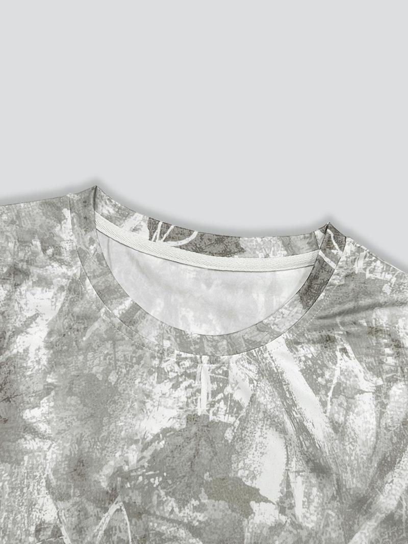 Unisex Camouflage Print T-Shirt, Short Sleeve Casual Top, Full Body Pattern Design, Simple Minimalist Style for Daily Wear