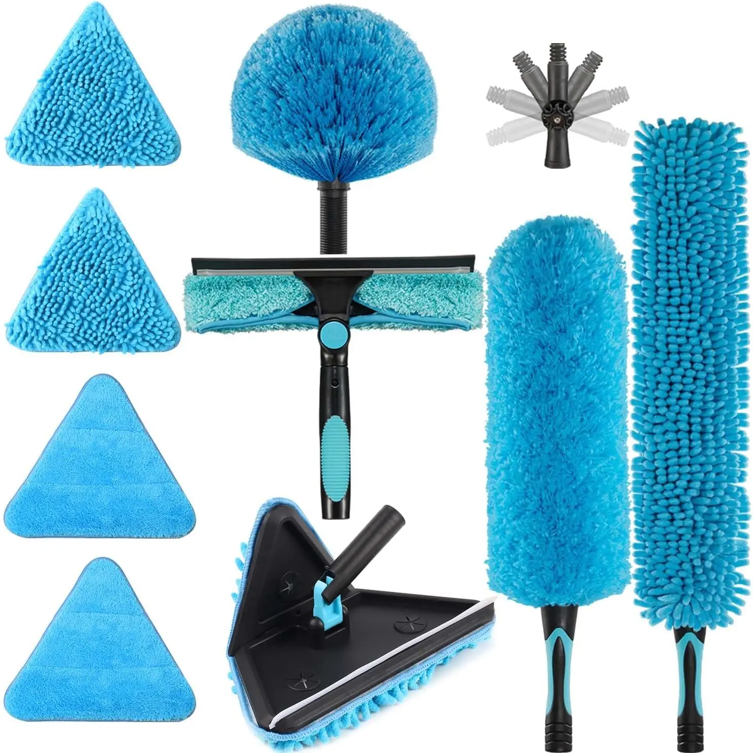 90° Foldable Baseboard Wall Mop, Cobweb Duster,  Kit