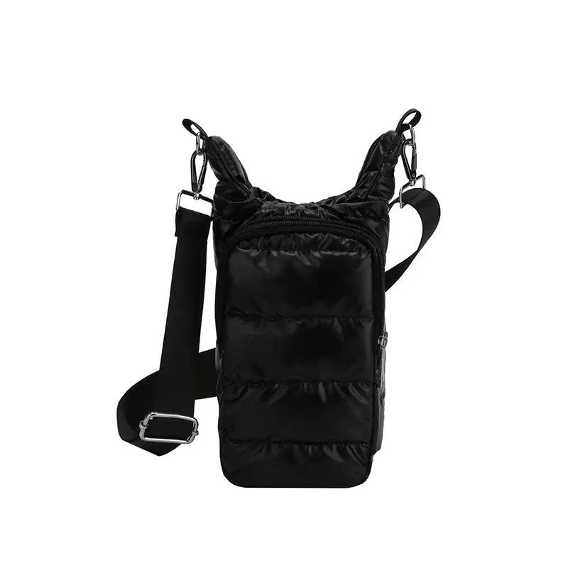 Shoulder Strap Water Bottle Carrier Bag Nylon Front Pocket Water Bottle Holder Down Portable Water Bottle Sling Bag Case Travel