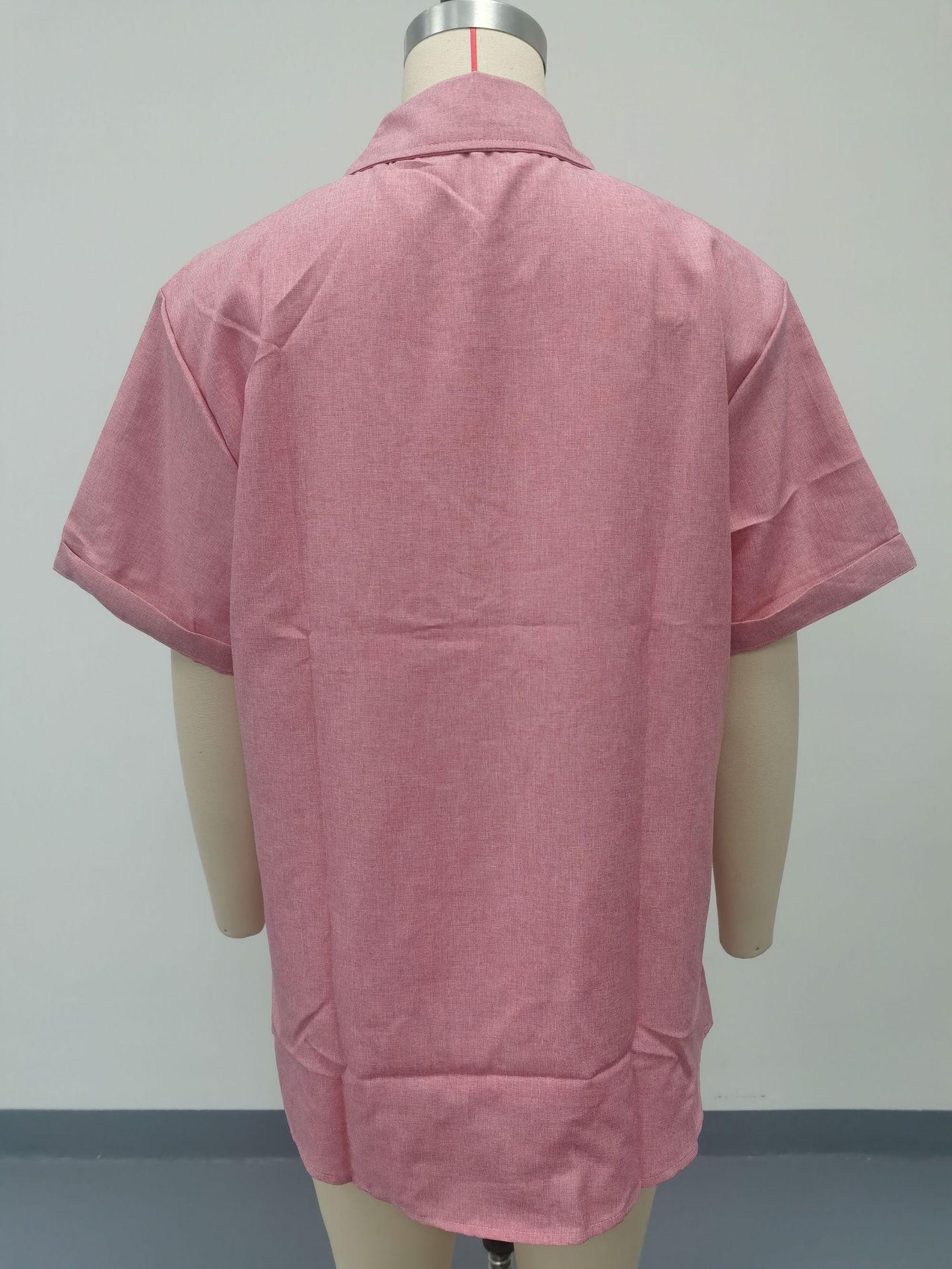 European and American Men's Linen Shirt Short-Sleeved Casual Button-Up Top for Beach Summer Vacation Menswear