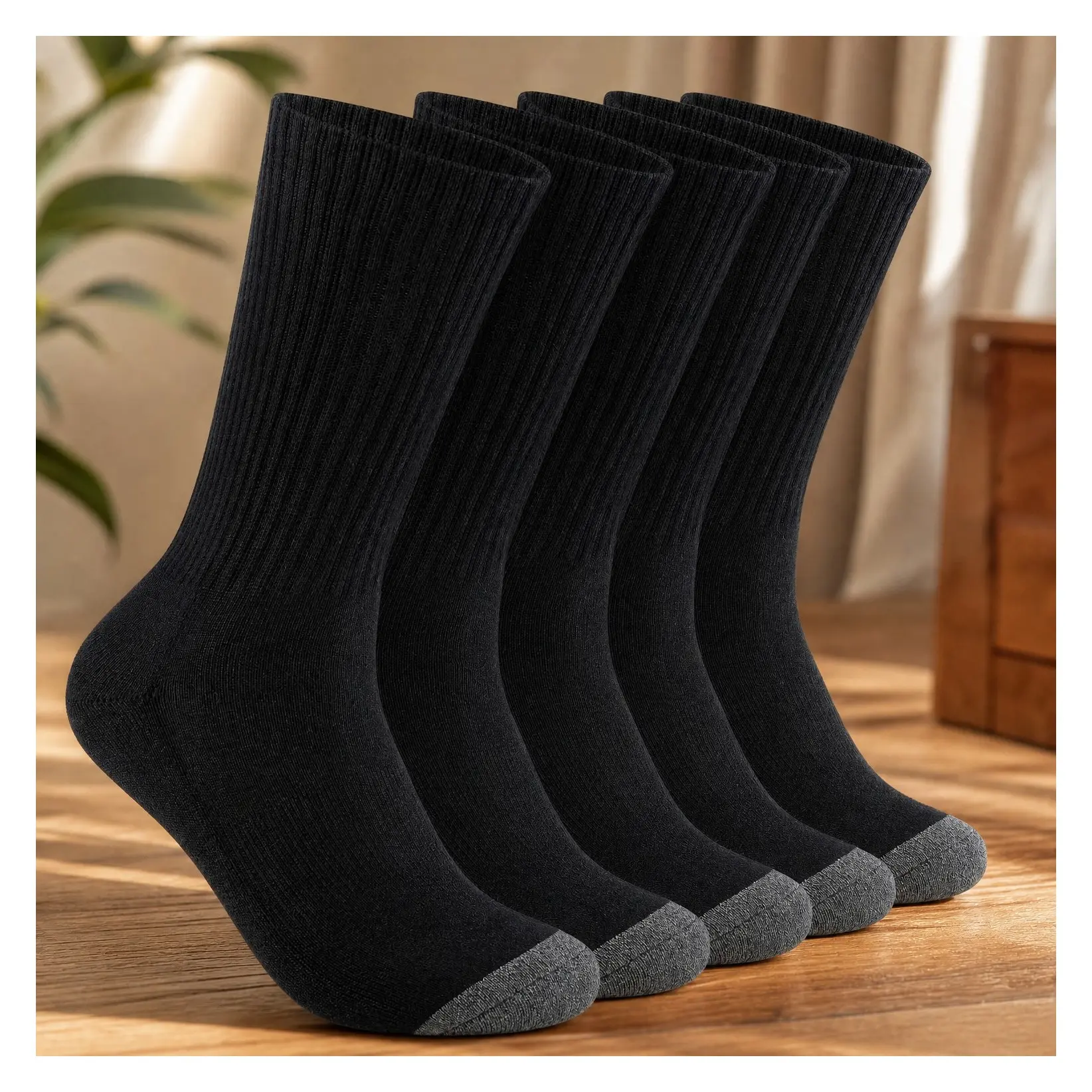 Men's Cotton Moisture Wicking Cushioned Crew Socks for Athletic Performance and WorkGift