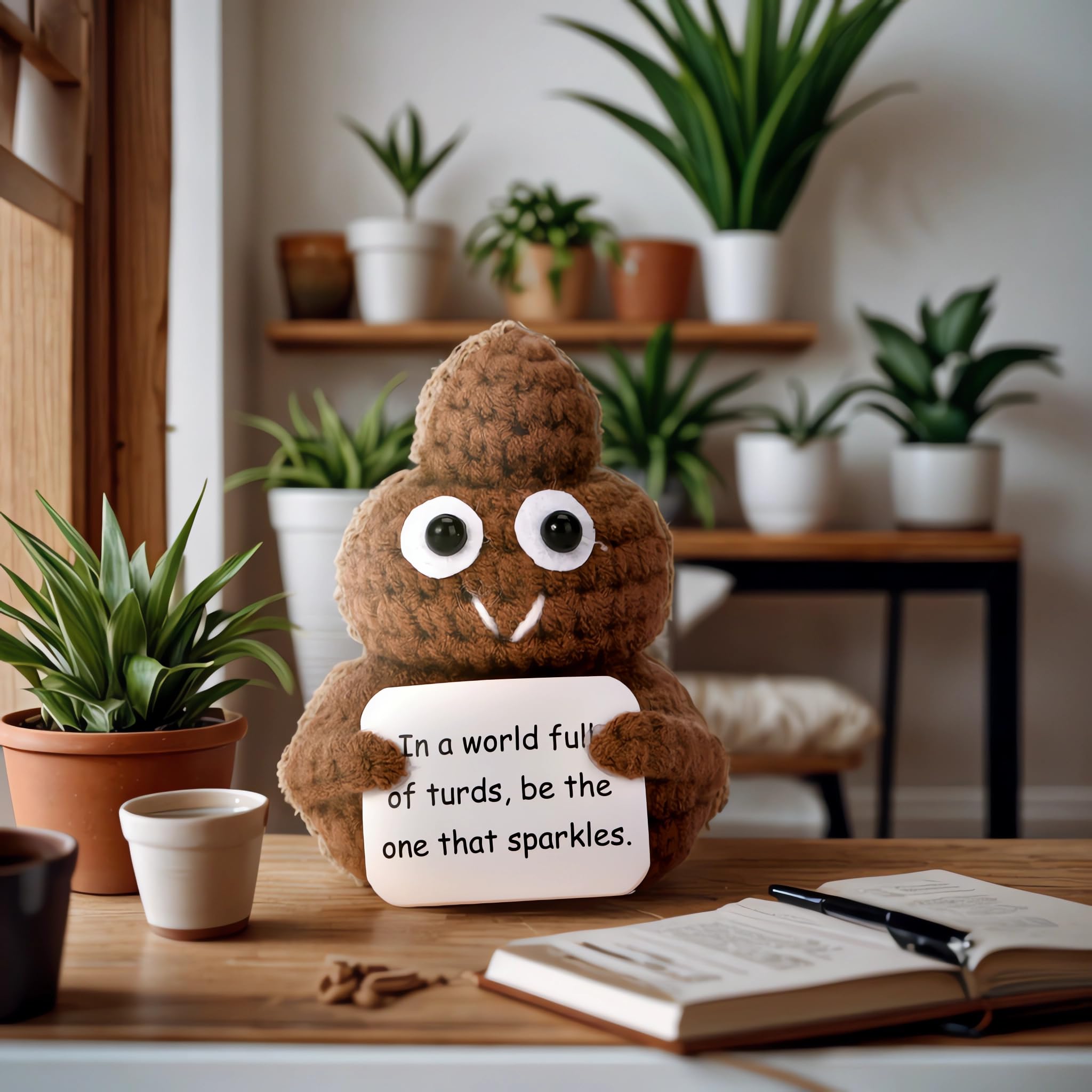 dorable Handmade Knitted Poop Doll Emotional Support Plush Soft Squeezable Stress Relief Toy Ideal Christmas Presents Holiday Gifts Birthday Gifts For Women Men Him Teacher Appreciation Small Cute Gift Bag Pendant Desk Decor Travel Companion Party Favor