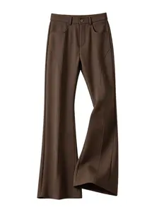 Men's High-Waisted Tailored Details Flared Straight Suit Pants, Stylish Business Wear, Comfortable Fit, Perfect for Formal Occasions