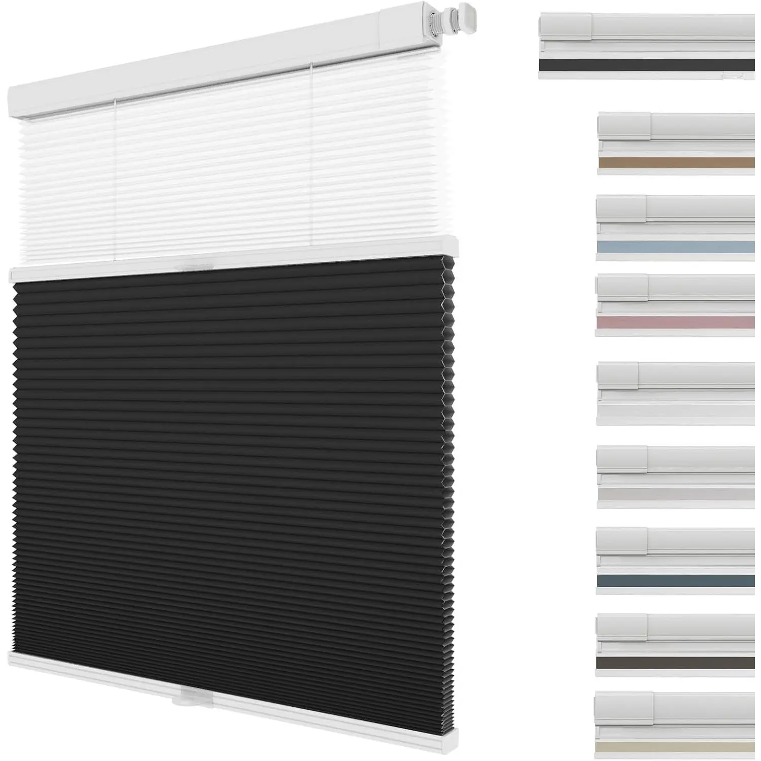 Day Night Cellular Shades Motorized Blinds with Remote   Shades, Top Down Bottom Up Double  Blinds Blackout&Light Filtering Fabric Sample Blinds 1" × 1"