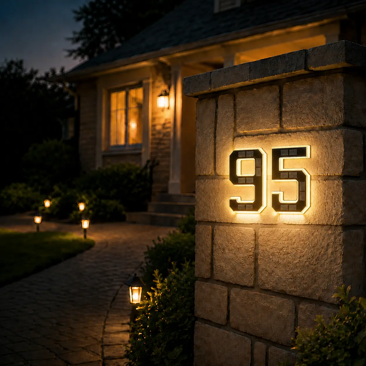 Solar Lighted 9/6.7/4.7 Inch House Numbers for Outside, P54 Waterproof LED Address Numbers Signs , House Numbers Light,Modern Farmhouse Illuminated Sign Decor illuminate exterior modern house number diy personalisation Signage Personalized Plaque door