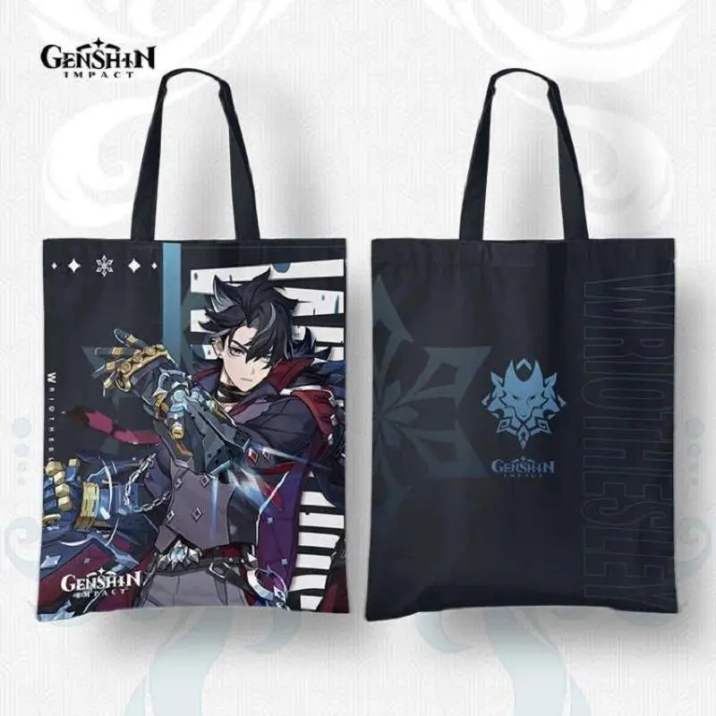 Game Character Cosplay Canvas Shoulder Bag - For Scaramouche, Raiden Shogun, Alhaitham, Navia, Xianyun, Lynette, Lyney, Freminet, Xiao, Zhongli, Wriothesley, Ganyu, Yae Miko, Neuvillette - Graphic Design Shopping Bag, Laptop, 42*33Cm