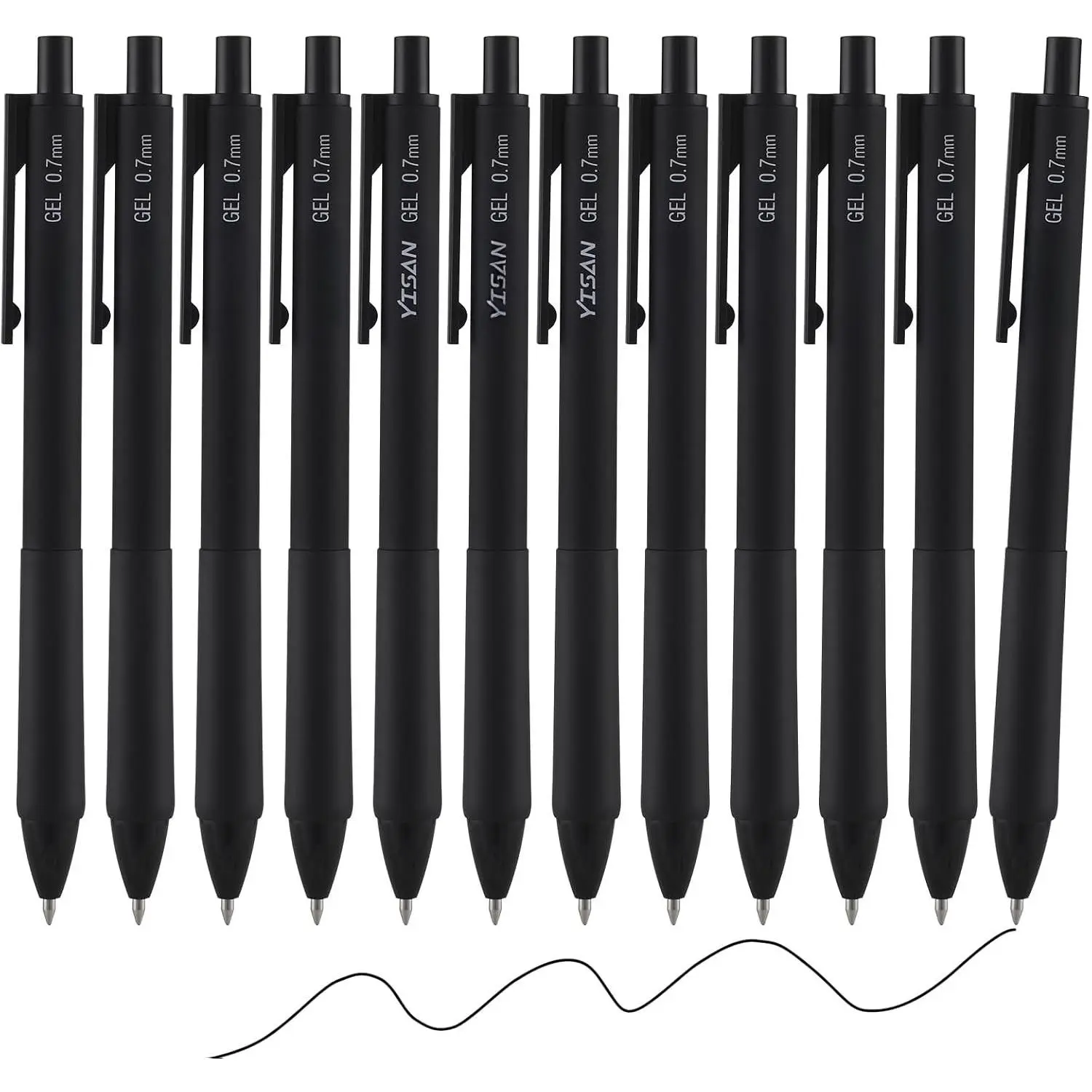 12-Pack Black Retractable Gel Pens, 0.7mm Fine Tip, Dry Writing, Smooth Writing Office Stationery (Model 71099)