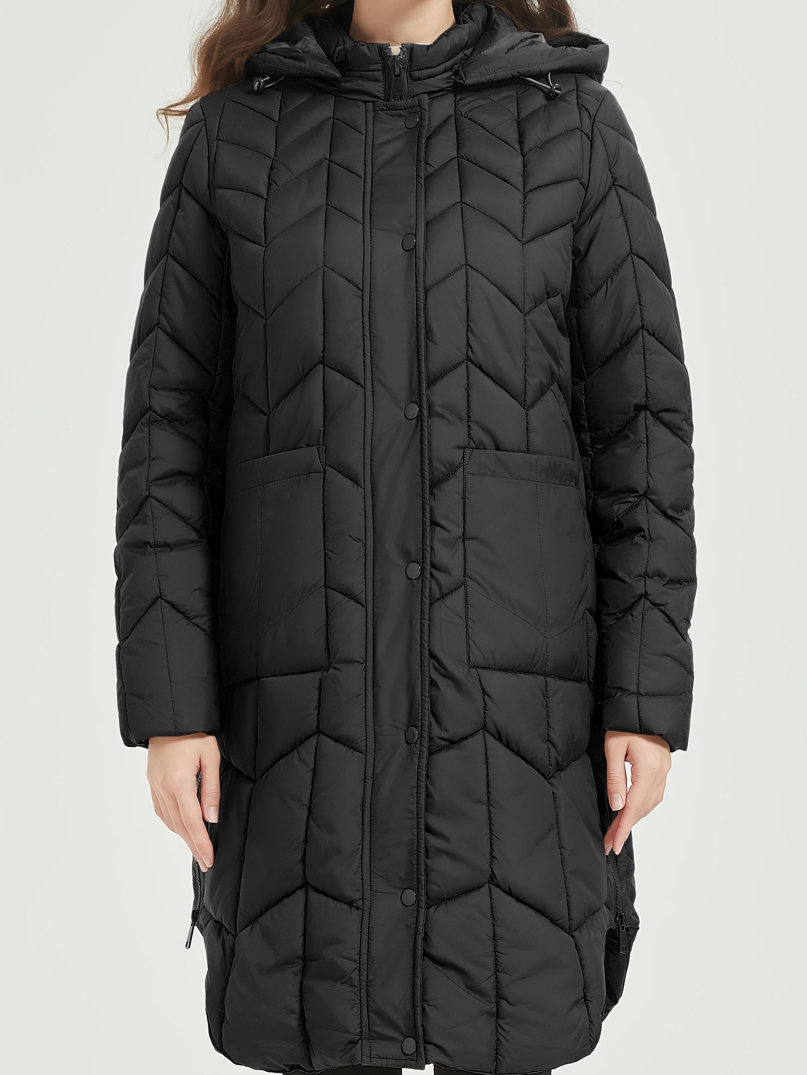 Down Jacket Women, Lightweight Padded Bubble Hat Coat, Fur Collar Warm Coat