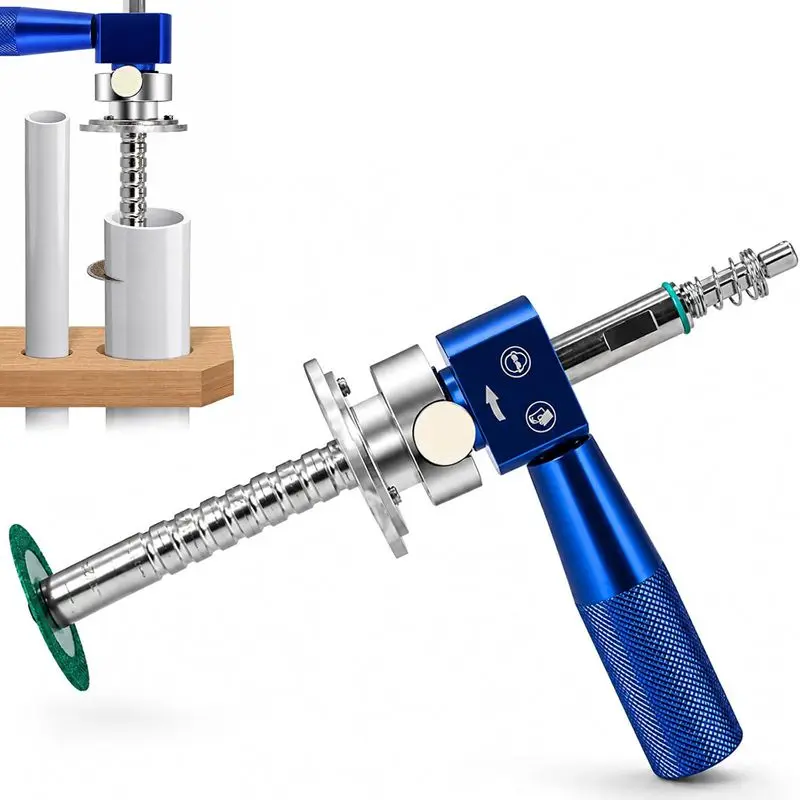 Precision PVC Internal Pipe Cutter Inside Tool With Diamond Cutting，Blue Adjustable Drill Attachment Set For Flush Cuts Tight Spaces Plumbing Repair Handle Easy Control Durable Design
