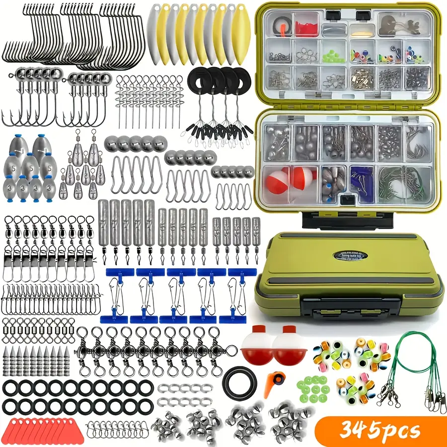 345pcs takami All-in-One Fishing Gear Kit with Fishing Tackle Boxes- Complete of Hooks, Sinkers, Bobbers, Swivels, Beads, Jigs & Snaps - Freshwater/Saltwater Fishing Accessories for Anglers, Ideal Gift for Fishermen