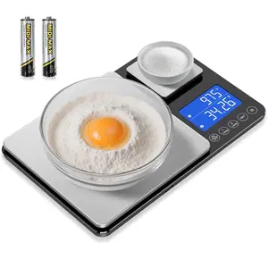 Dual Platform Food Kitchen Scale with 0.01g/0.001oz High Precision, 15kg/33lb Dual Accuracy for Sourdough Bread Baking and Cooking with 7 Unit Tare and Totalizer