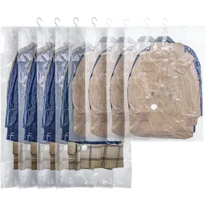 Hanging Vacuum Storage Bags,Hanging Vacuum Sealer Storage Space Saver Bags for Clothes, Suits, Coats, Dresses or Jackets, Reusable Compressed Vacuum Bags Closet Organizers,8 Pack(4 Long,4 Short)