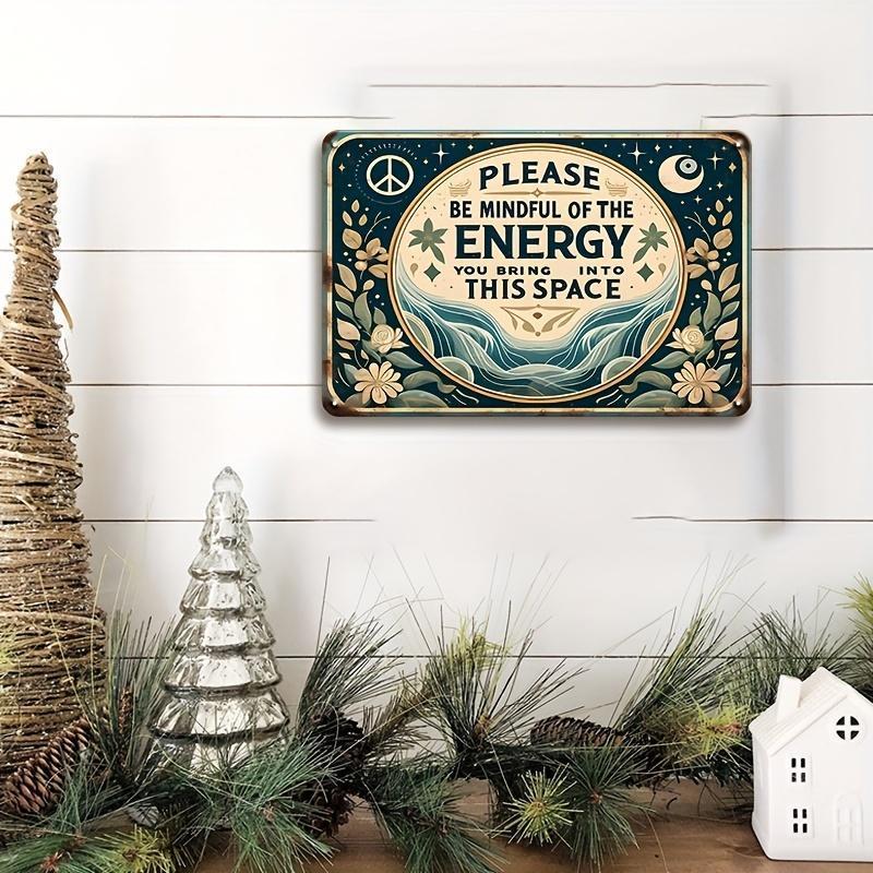 【20*30cm/8*12inch】Vintage Metal Tin Sign, 1 Count Letter & Floral Pattern Decorative Plaque, Wall Decor for Home Living Room Bedroom Bar Cafe Restaurant, Vintage Garage Signs