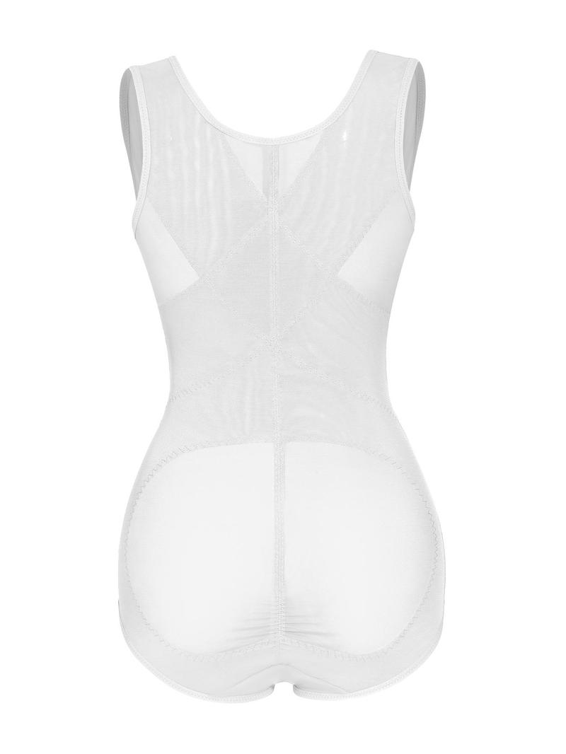 Women's Solid Color Open Bust Mesh High Waisted Shapewear Bodysuit, Breathable Comfortable Tummy Control Shaper, Ladies Shapewear for All Seasons
