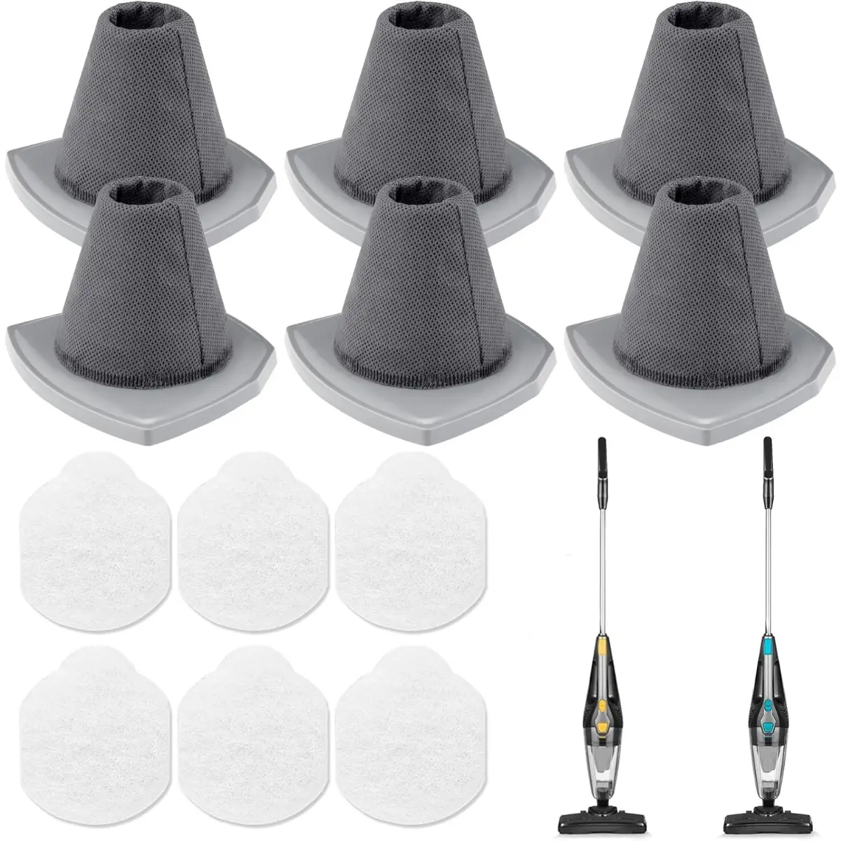 6+6 Pack NES215A/ NES210 Vacuum Filter Set for Eureka NES215A/ NES210/ NES212/ NES215 Blaze Stick Vacuum Cleaner, 6 Vacuum Filters + 6 Pre-Motor Filters, Compare to Part #N0101 & N0102