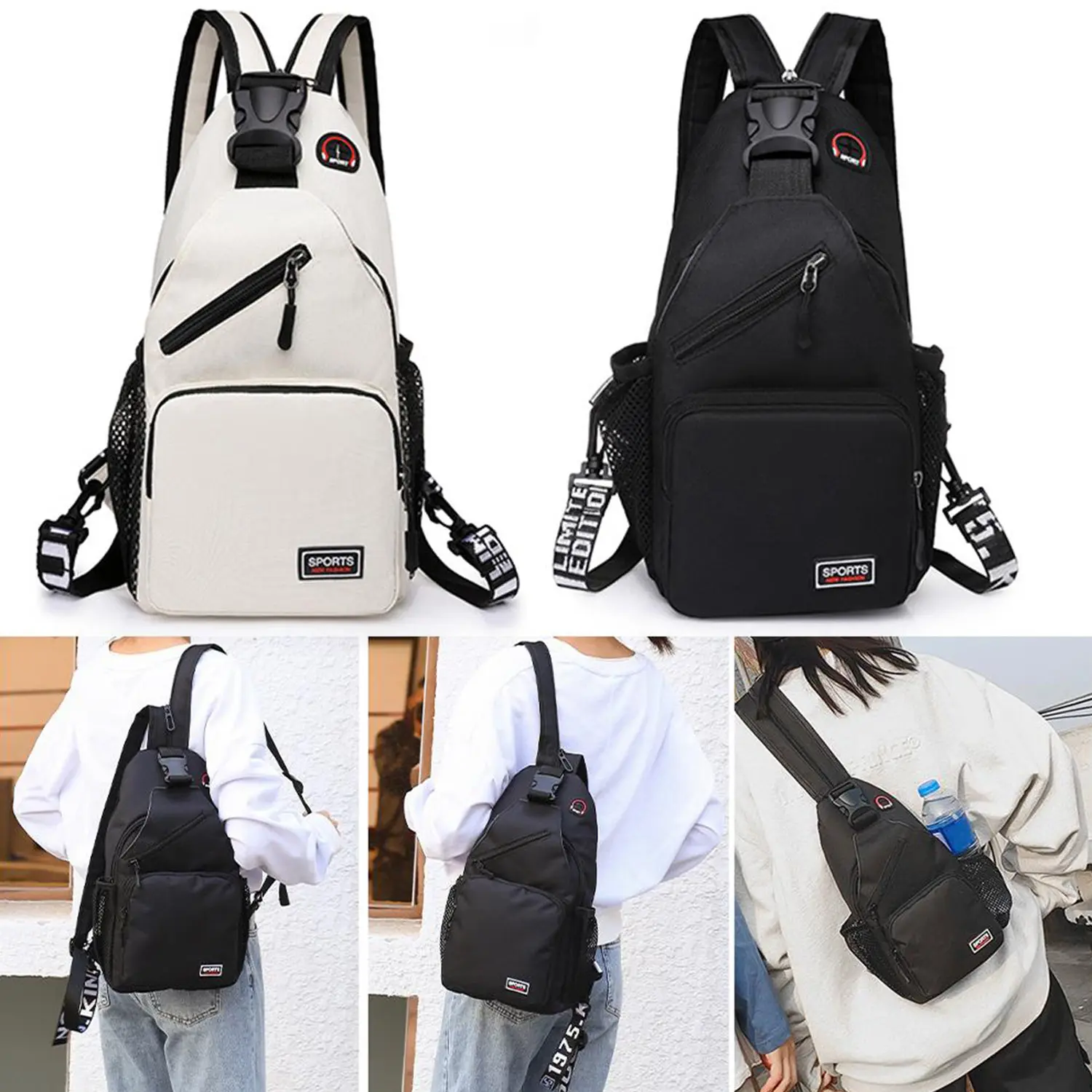 Waterproof Multipurpose Sling Crossbody Bag for Men & Women - Multi-Pocket Sport Shoulder Pack for Gym, Outdoor Travel, Sports & Outdoor Activities