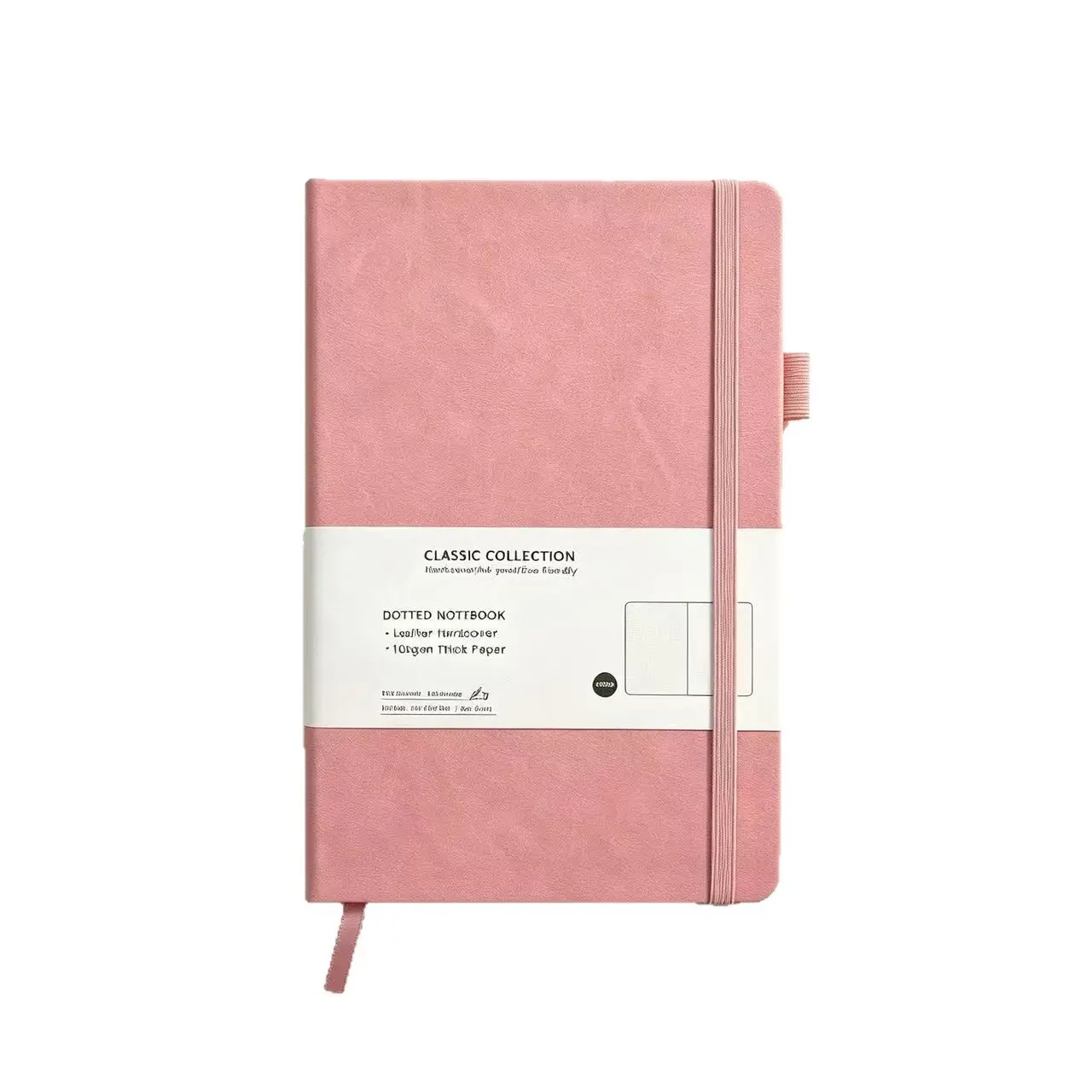 A5 Dot Grid Notebook, Classic PU Hard Cover Journal, Elastic Band, Pen Holder, Bookmark, Office Student Dotted Pages Notepad, Hardcover Dotted Journals
