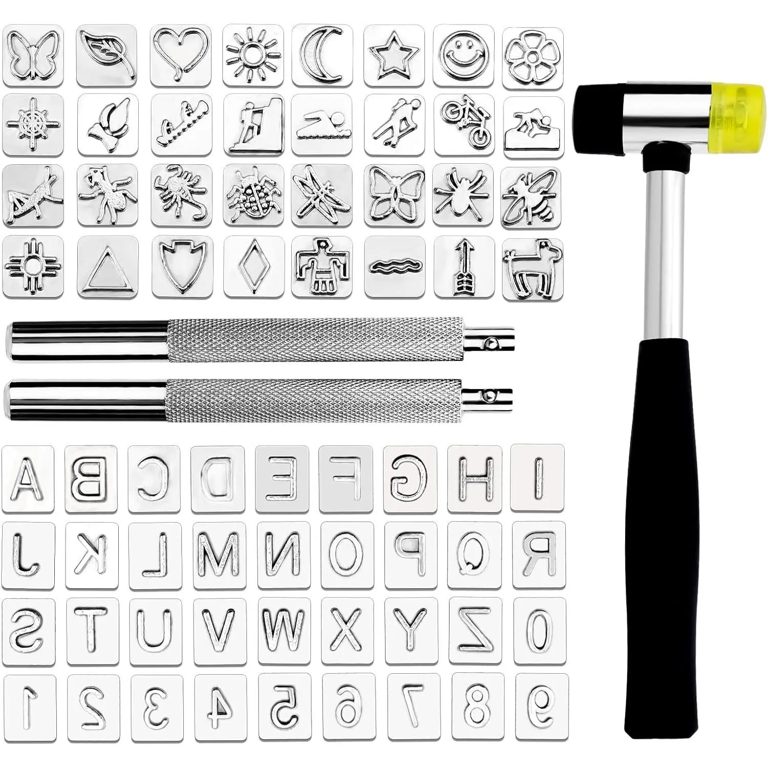 Leather stamp, leather printing tool, leather printing set| Leather stamps are used in leather processing, and the leather letter stamp kit includes letters, numbers, and patterns, along with stamping tools