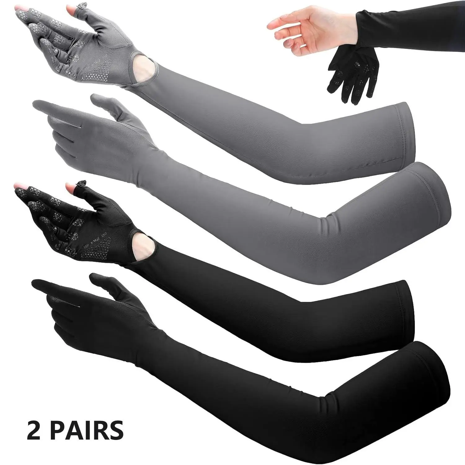 2 Pairs Summer Long Cycling Gloves, Unisex Bike Gloves, Sunscreen Touch Screen Driving Gloves, Motorcycle Riding Gloves, Breathable Quick-Dry, Outdoor Sports, Motorcycle Gear