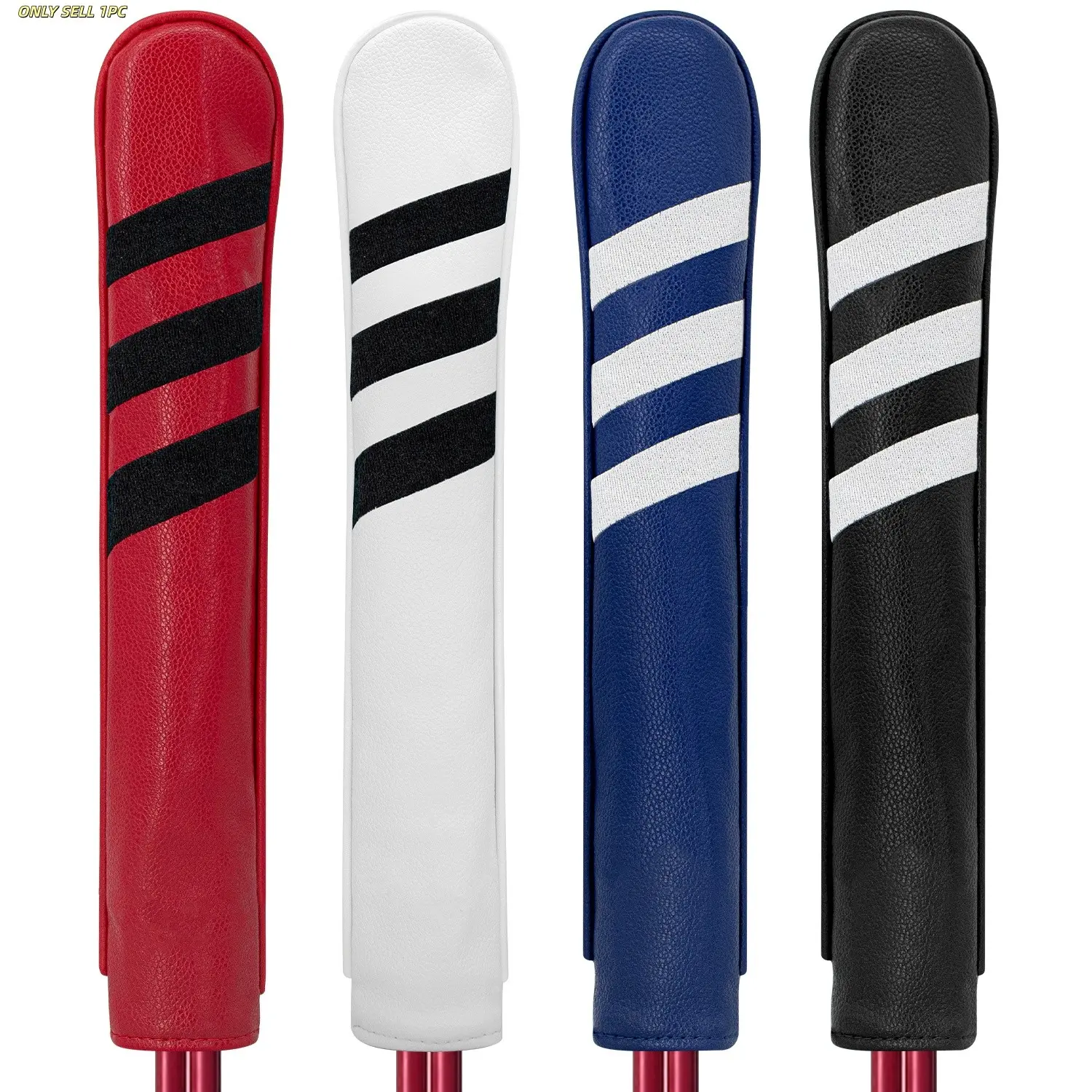 Classic Striped Golf Alignment Stick Cover, PU Golf Training Rod Protector, 4 Colors, Portable, Dustproof, Gift for Golf Lovers