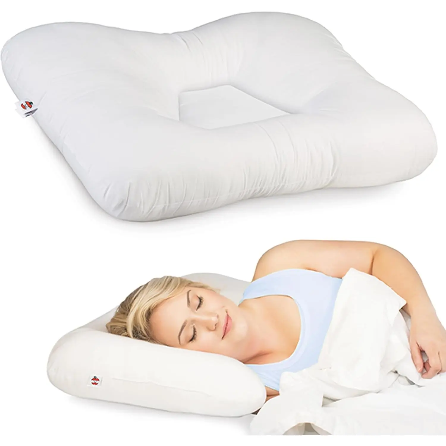 Tri-Core Cervical Support Pillow, Firm Orthopedic Neck Pillow for Pain Relief, For Back and Side Sleepers, Ergonomic Contour Pillow, Assembled in USA, Full Size