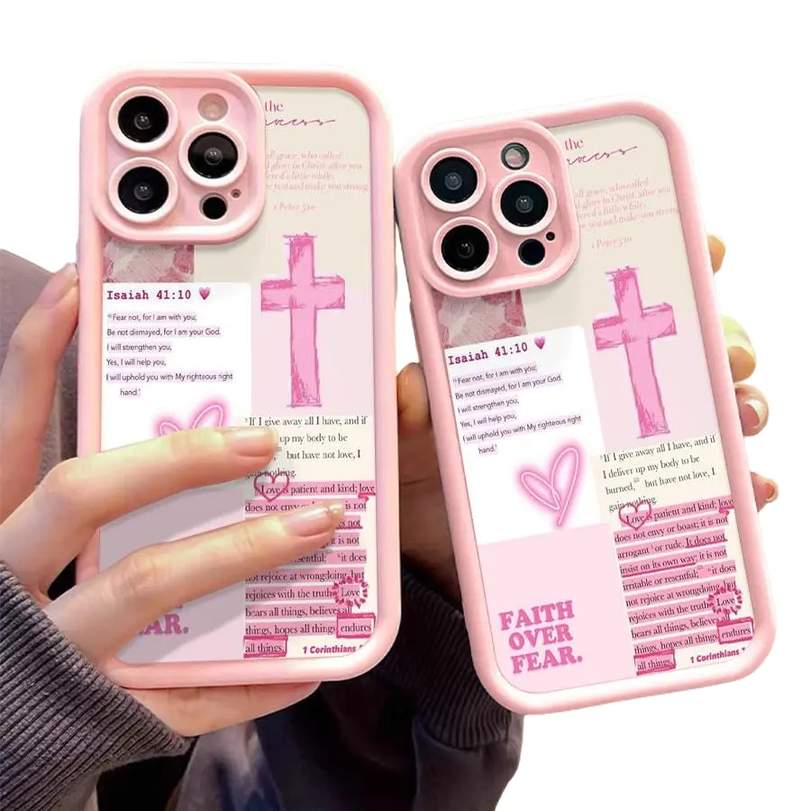 Military-Grade Certified Shockproof Cellphone Casing for Handheld Devices, Christian Bible Verse Print, Full-Cover TPU Protection, Blush Pink Phone Accessory, Compatible with iPhone 11-X/XS/XS Max,12/12 Mini/13/13 Mini,14/15/16/16E/17/17E,