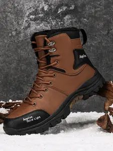 2026 Winter New Thickened High-Top Snow Tactical Boots, Men's Waterproof Leather Warm Boots, Outdoor Hiking Shoes