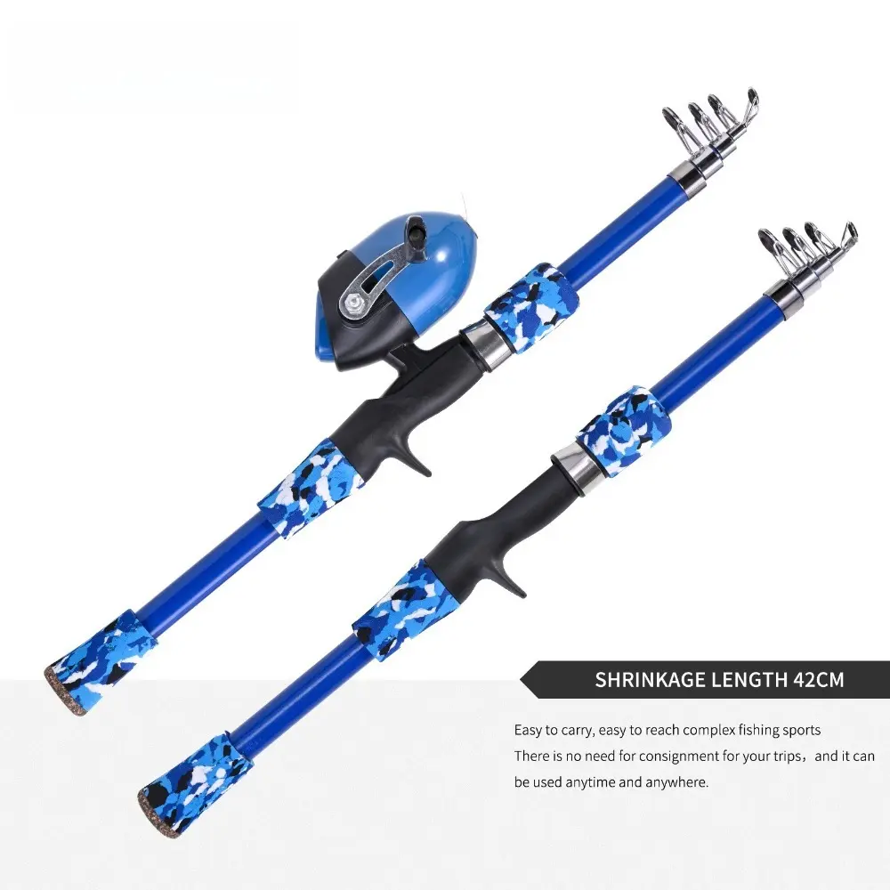 Telescopic Kids Fishing Rod and Reel Combo with Spincast Reel, 65" Portable Outdoor Fishing Equipment for Saltwater Freshwater