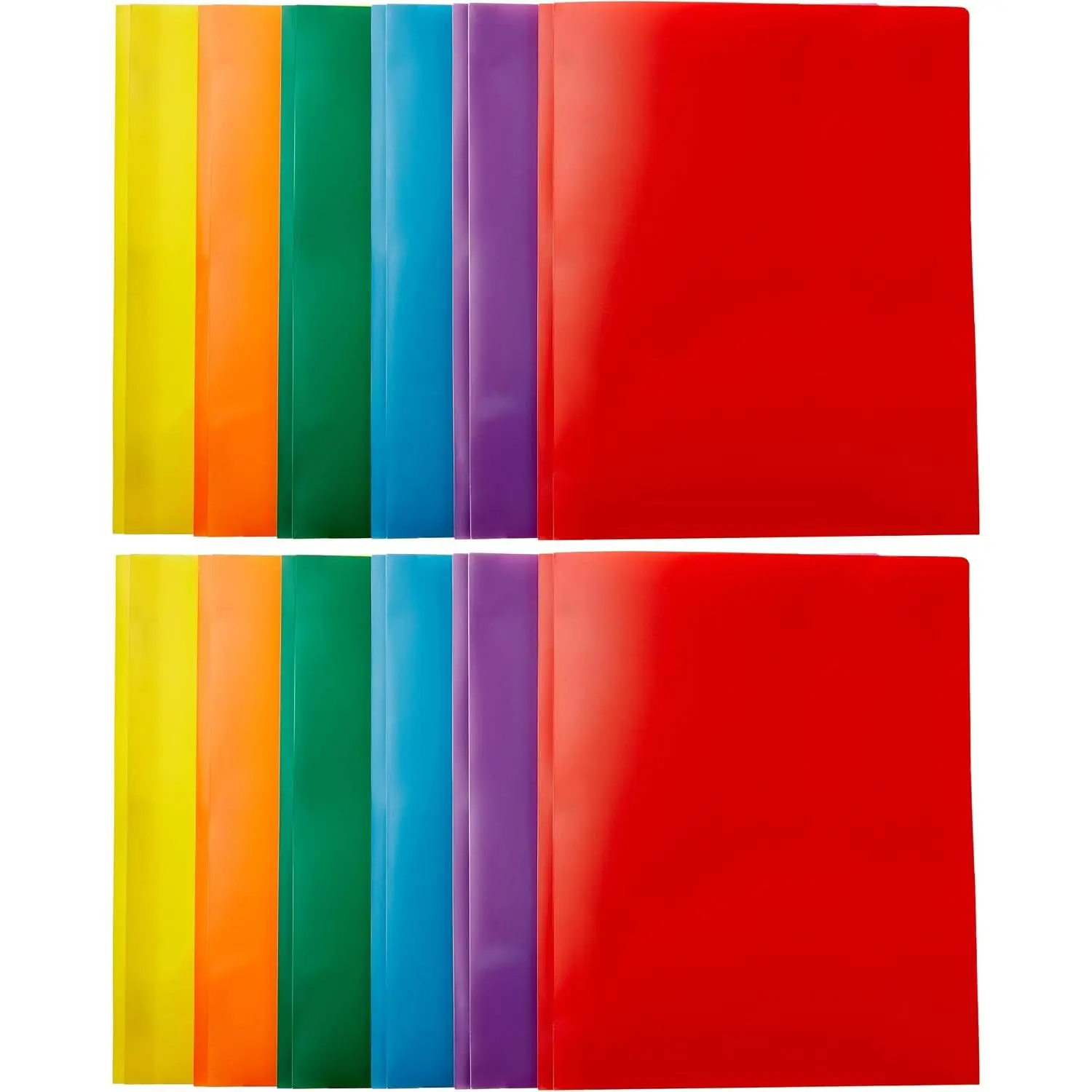 Heavy Duty Plastic Folders with 2 Pockets for Documents, Letter Size Paper, School Supplies Organization, Assorted Colors, Pack of 12