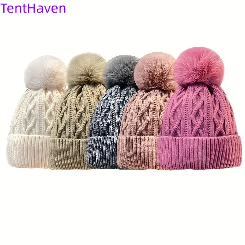 2026 new women's winter velvet warm woolen hat women's wool ball knitted hat Korean version versatile thick anti cold hat
