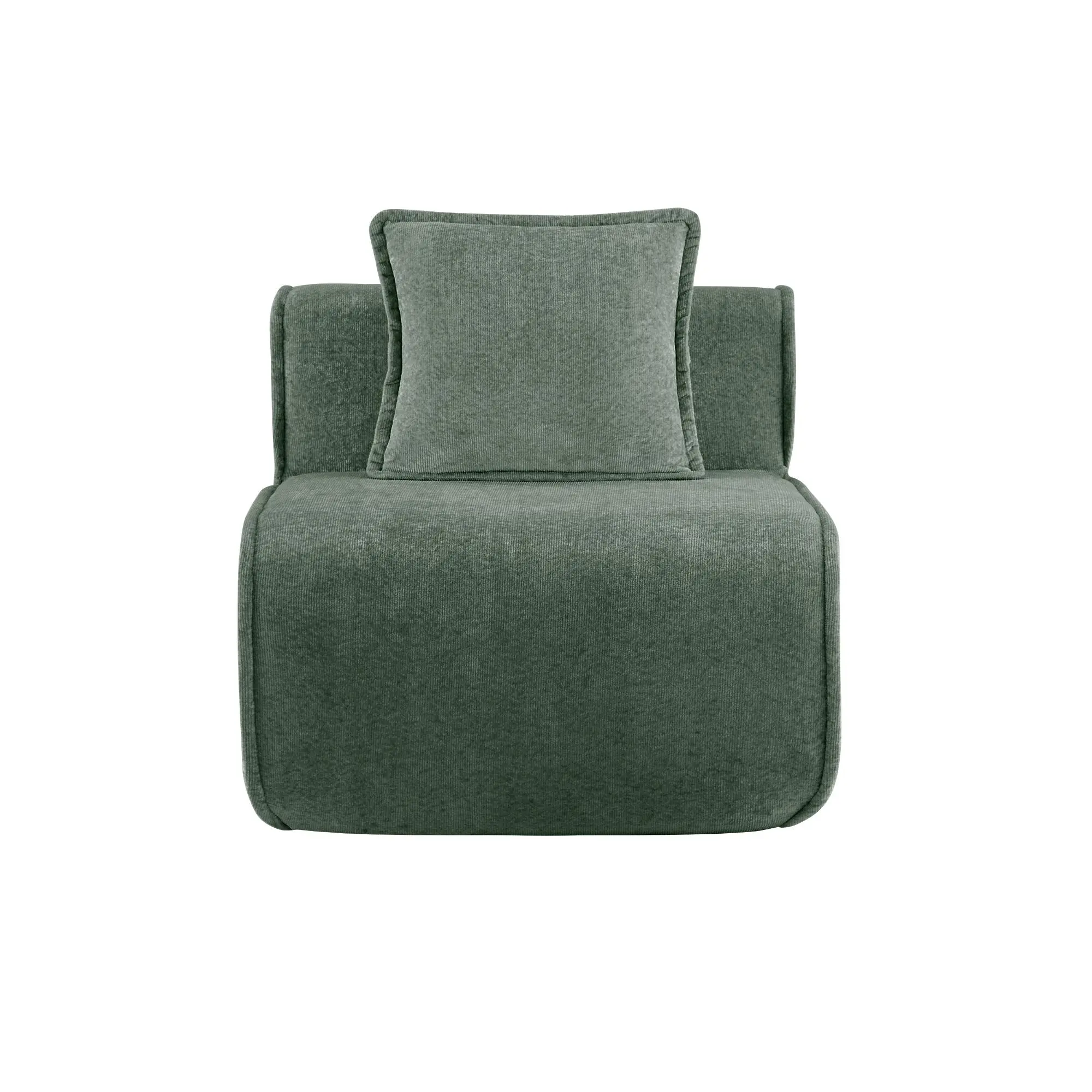 Harrison Armless Sofa in Velvet Green, Modern Upholstered Single Seat Couch for Small Spaces, Apartments, Dorms and Family Rooms