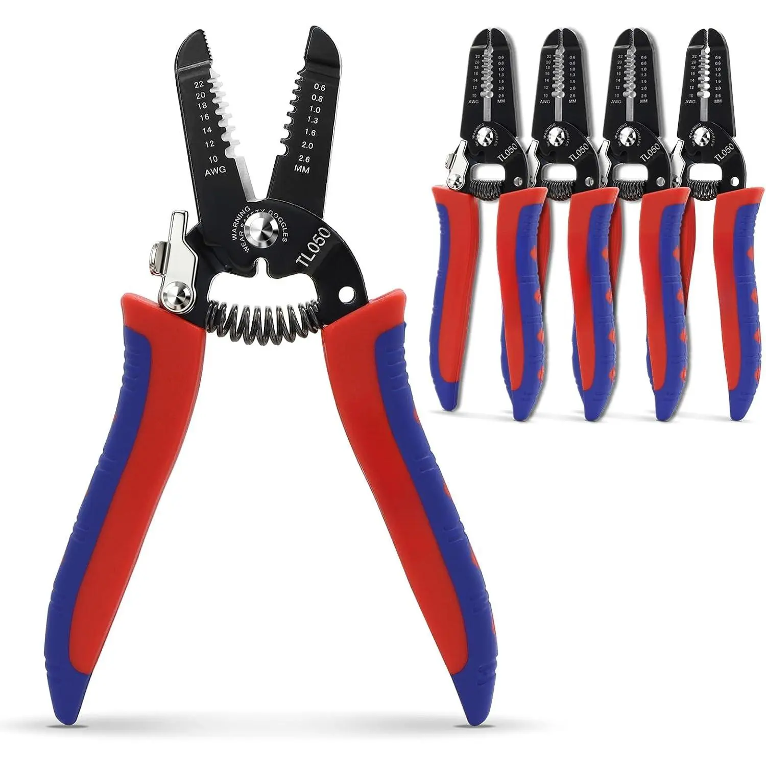 5 Pack Small Wire Strippers and Cutters for 10-22 AWG, Handheld Electrical Wire Stripping Tool Set with Spring- Pliers and Safety Lock for Low  Wires