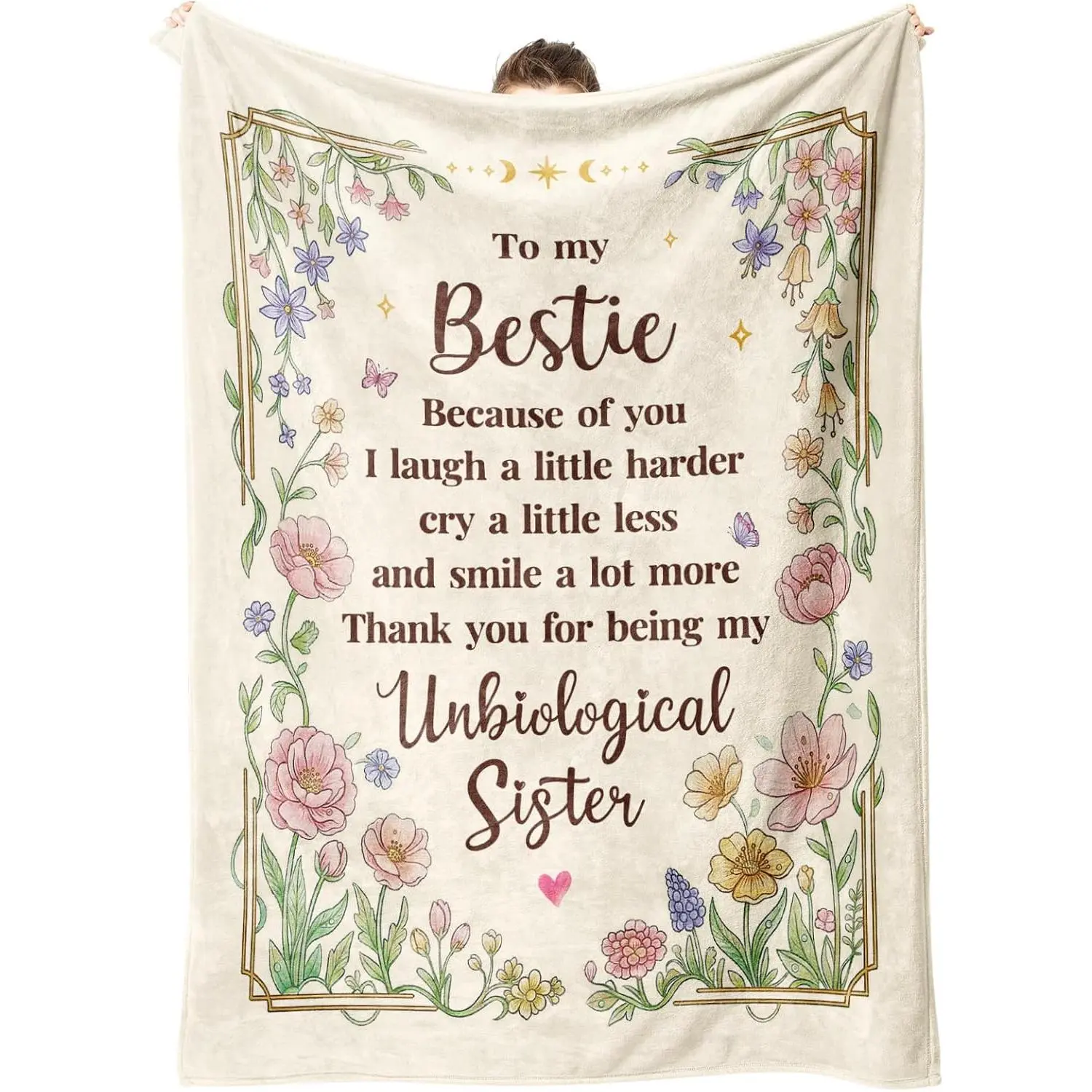Friendship Gifts for Women, Best Friend Blanket, Best Friend Birthday Gifts for Women, Thank You Gift for Friends, Unbiological Sister, to My Bestie Blanket on Graduation, Christmas, 60" x 50"