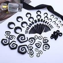 FASACCO 86Count Ear Stretching Kit Acrylic Tapers and Plugs Spiral Tapers Silicone Tunnels Gauges Expander Set Ear 14G-00G Body Piercing Jewelry Set