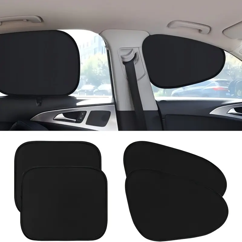 4pcs Car Window Sunshade, Electrostatic Adhesive Foldable Side Window Shade, UV Protection, Clear Vision, Ideal for Cars Suvs Camping, Car Sun Shades