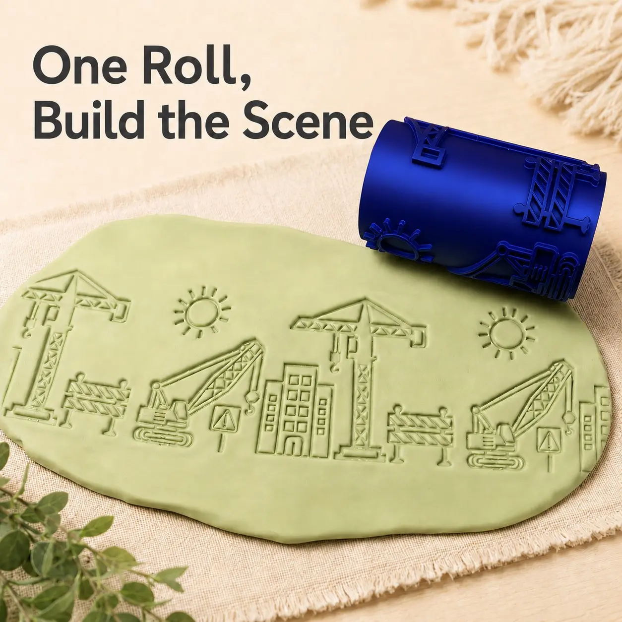 3D Building Site Clay Roller Stamp, DIY Pottery Texture Tool, Ideal for Handmade Crafts and Creative Games, Perfect for Art Enthusiasts