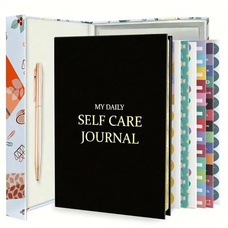 Daily Journal Set for Self-Care, Includes Pen & Stickers, Perfect Gift for Birthdays, Valentine's, Christmas & New Year