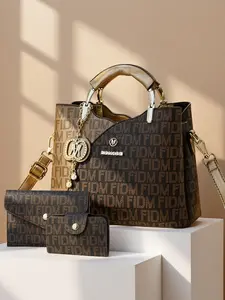 Women's 3-Piece Bag Set, Fashion Print Satchel, Crossbody Bag & Wallet, Casual PU Material, All-Season Versatile Accessory