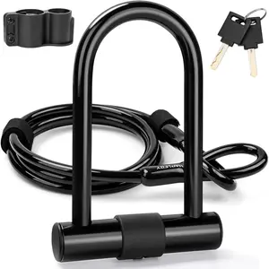 Lock Set with 2 ,  U-Lock with 6  Thickened Solid Steel , Heavy Duty Anti  Bicycle U-Lock with Mounting Bracket for Road, Mountain, Folding  and Scooter Yifanyou Sports