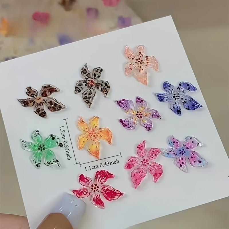 3D Flower Nail Art Charms, 50pcs Mixed Colorful Flower Nail Decoration, DIY Materials for Nail Art Decoration & Handmade Craft Accessories