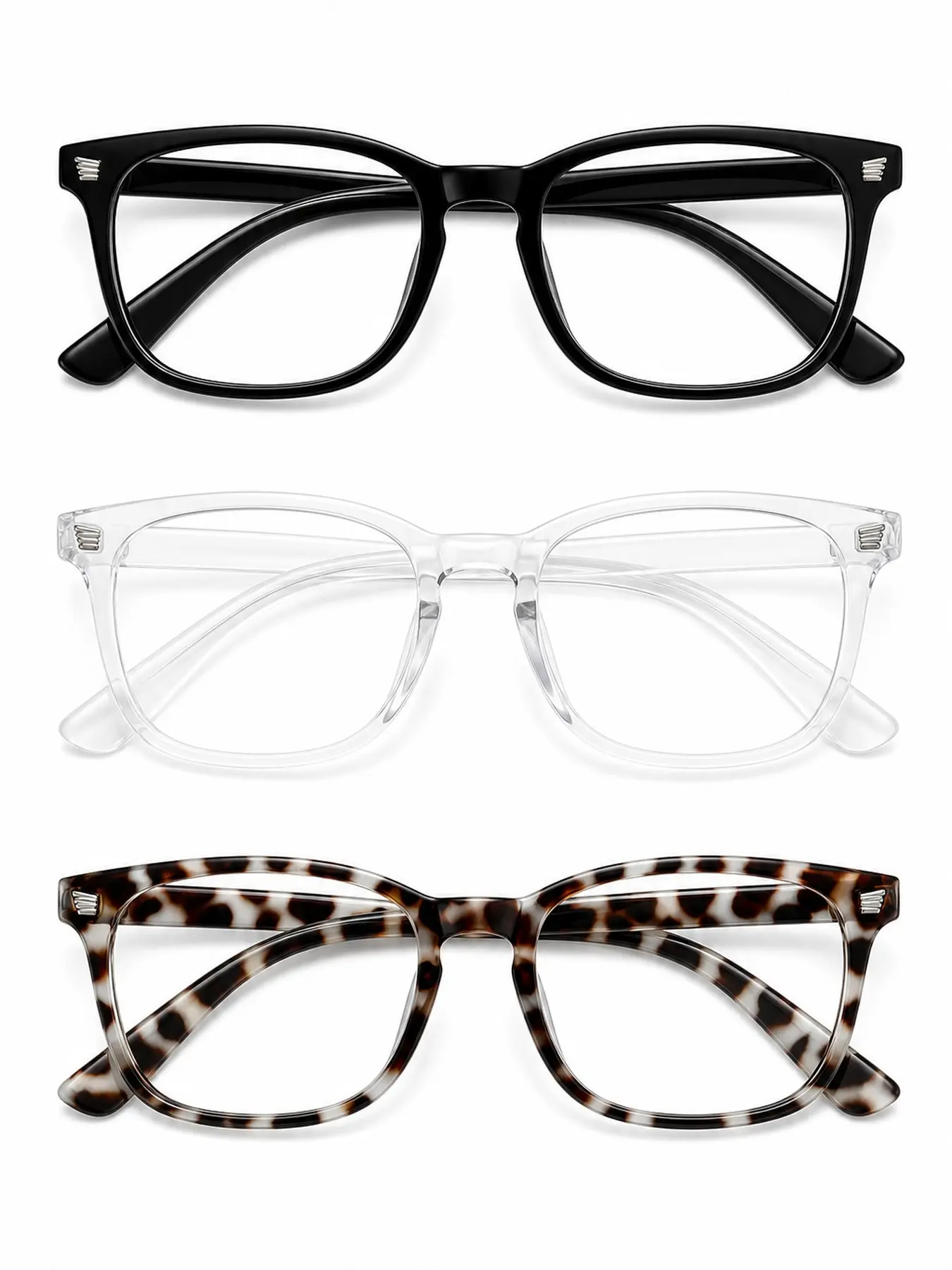 Women's PC Square Transparent Glasses, Anti-Blue Light, Casual Style, Suitable for Office and Reading Eyewear, All Seasons